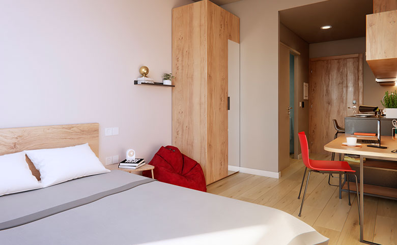 cama-estudio-cocina-livensa-living-studios-valencia-viveros